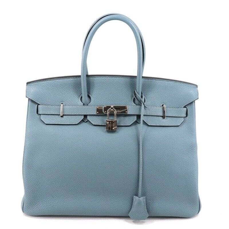 HERMES Birkin 35 Togo Ciel Silver Metal Fittings Good Condition Women's Handbag (1 of 9)