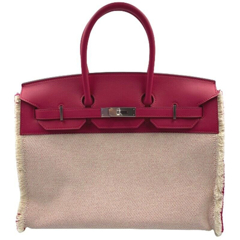 HERMES Birkin 35 Frey Twill Ash / Swift Silver Metal Fittings Women's Handbag (1 of 11)