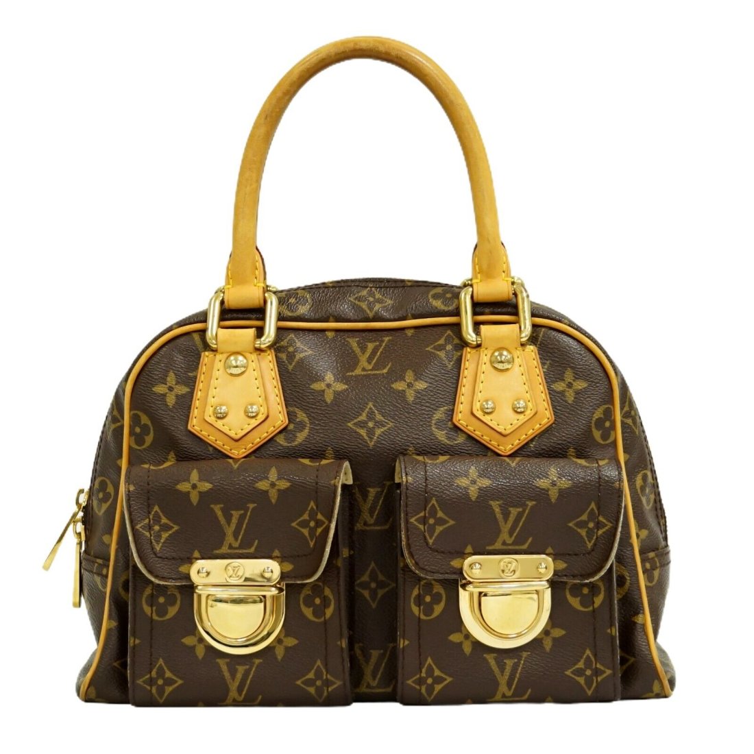 Louis Vuitton Manhattan PM M40026 Monogram Canvas Handbag Brown Gold (1 of 9)
