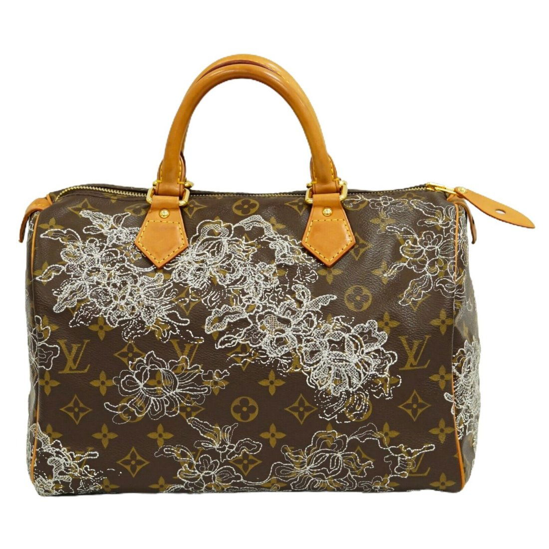 Louis Vuitton Speedy 30 M95398 Monogram Canvas Dentelle Handbag Brown White (1 of 10)
