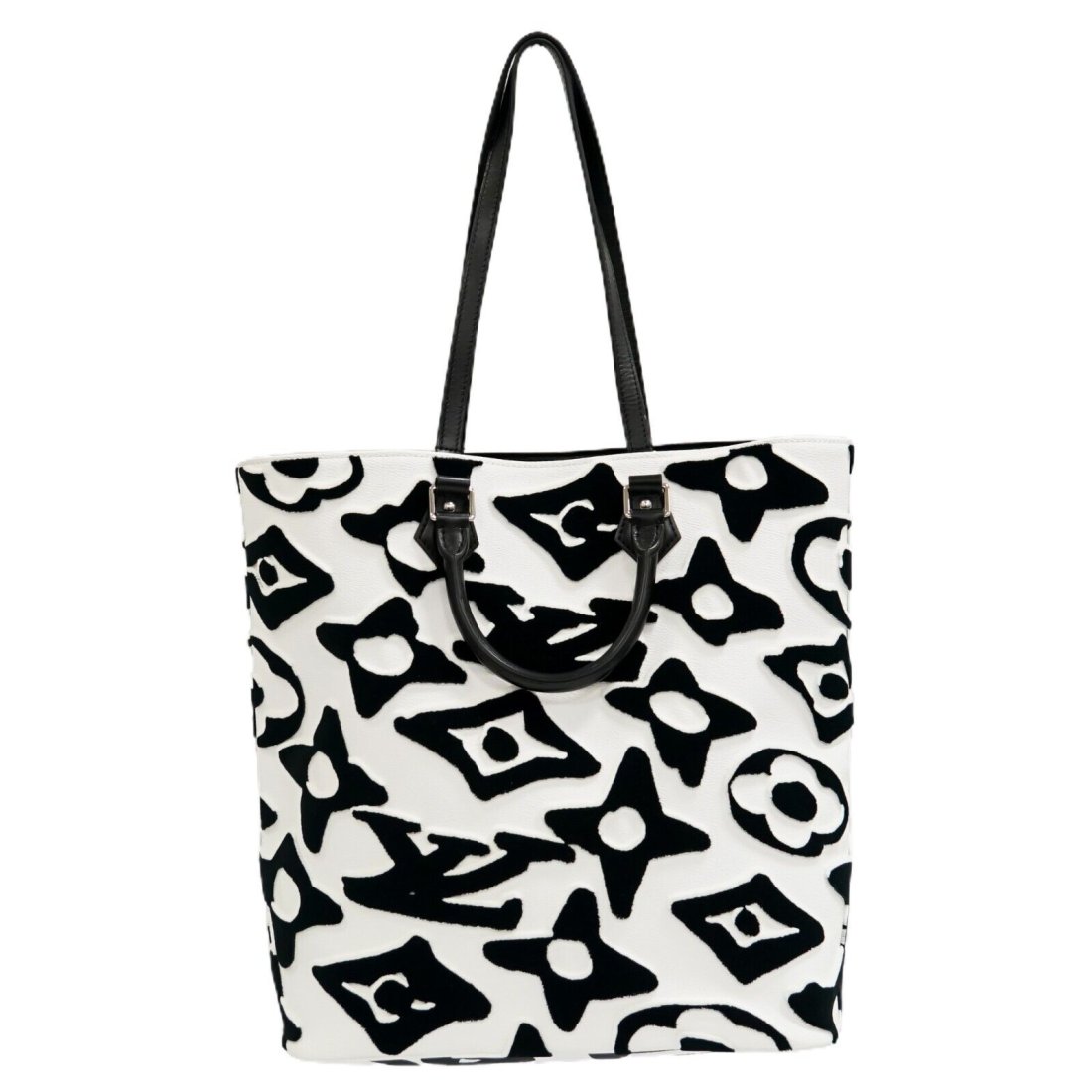 Louis Vuitton x Urs Fischer Cabas M45567 Tufted Monogram 2way Tote Black White (1 of 8)