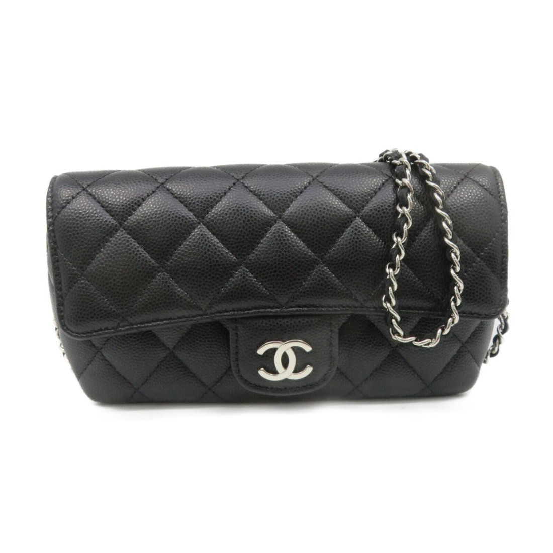 Chanel Quilted CC SHW Chain Shoulder Bag Caviar Leather Black (1 of 11)