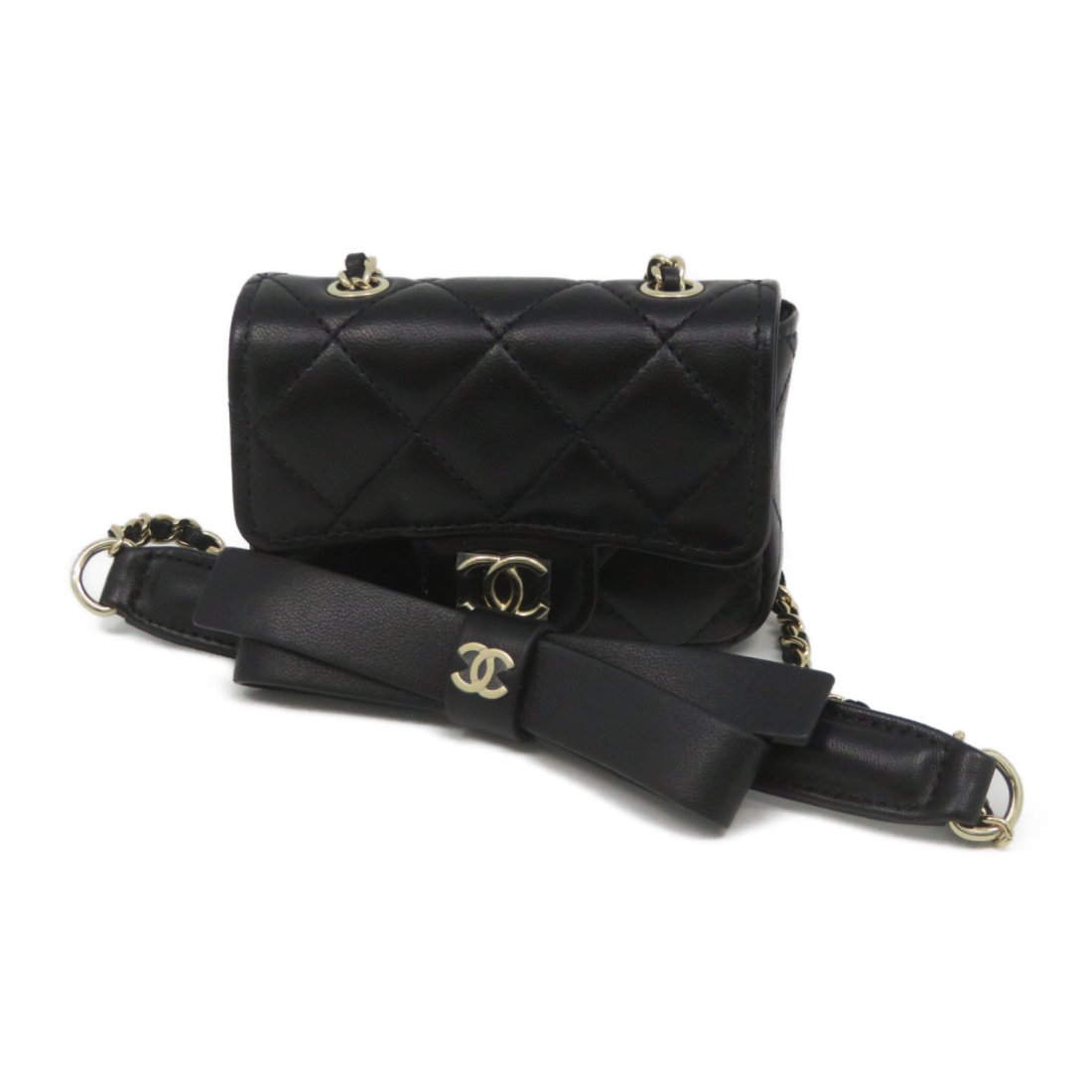 Chanel Quilted CC GHW Chain Shoulder Bag Crossbody Bag Lambskin Leather Black (1 of 9)