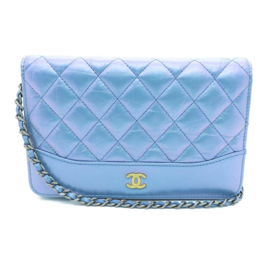 Chanel Quilted CC SHW Wallet On Chain Shoulder Bag Calfskin Leather Blue (1 of 10)