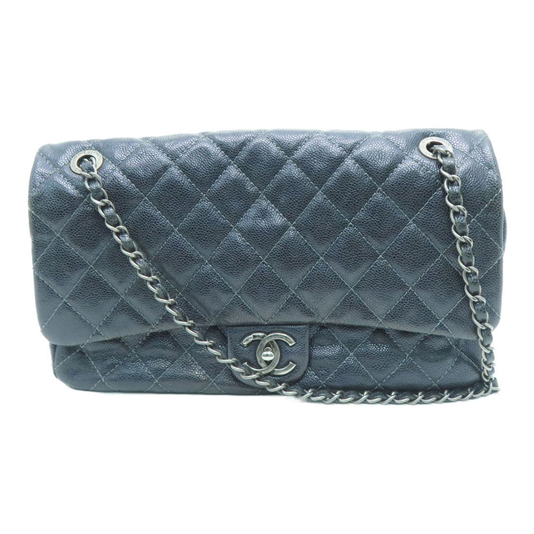 Chanel Quilted CC SHW Chain Shoulder Bag Caviar Leather Black (1 of 9)