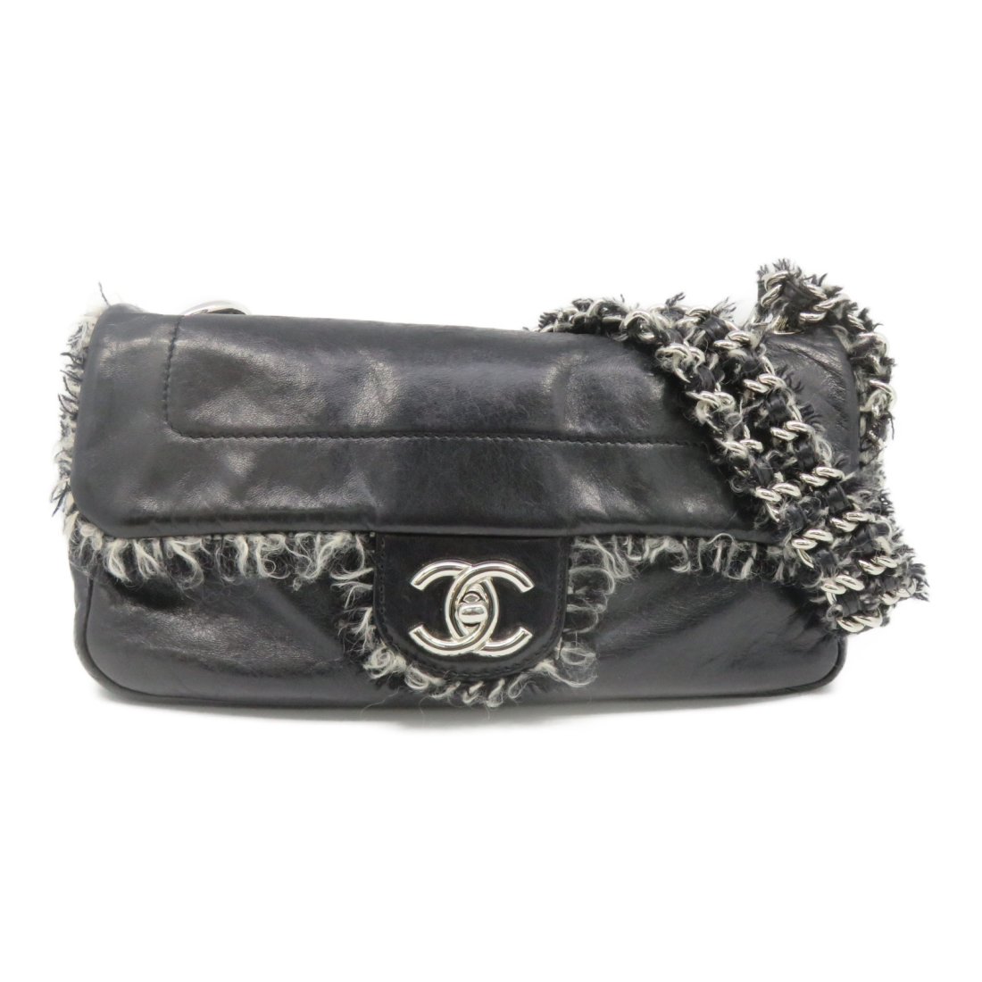 Chanel CC Chain Shoulder Bag Handbag Calfskin Leather Black (1 of 9)