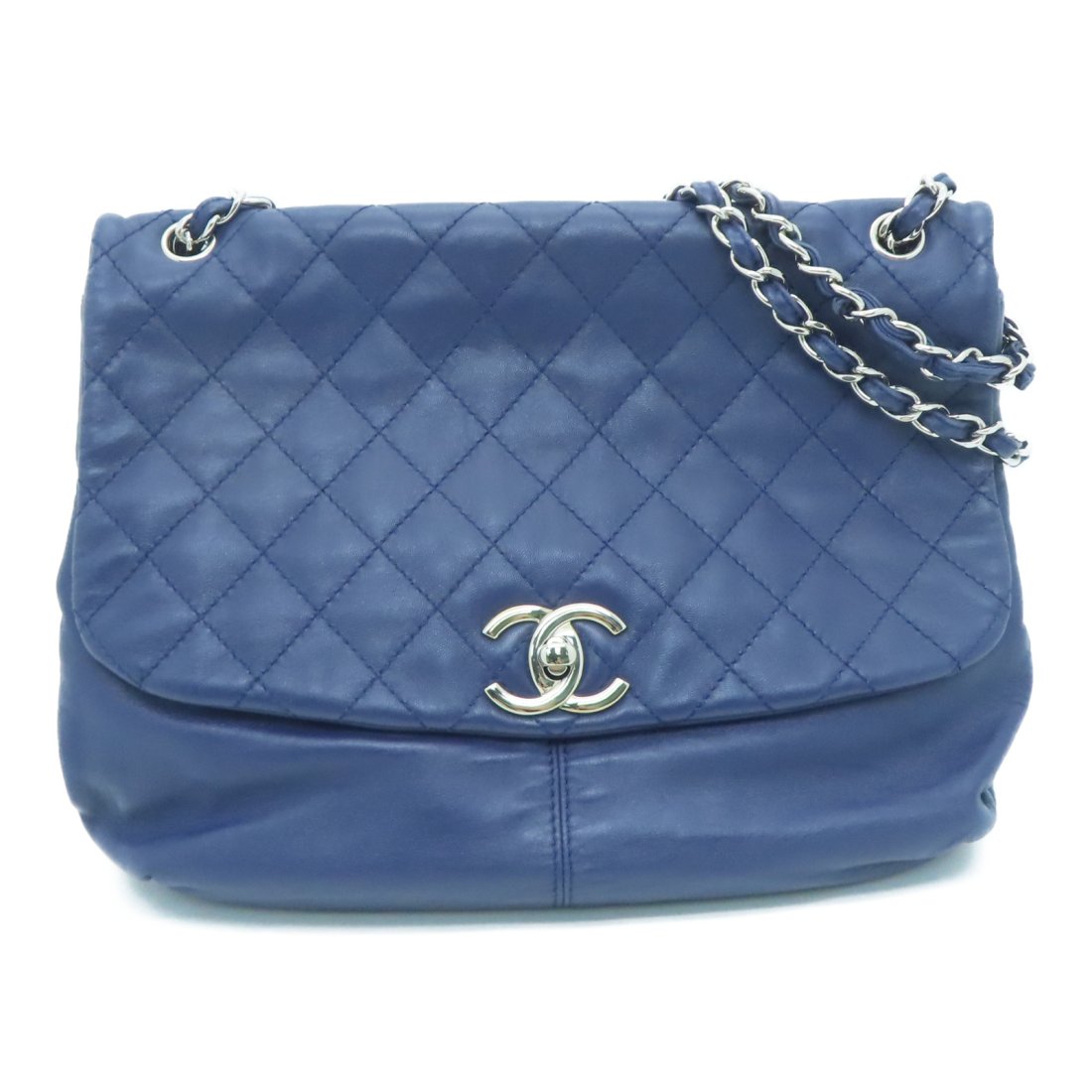 Chanel Quilted CC SHW Shoulder Bag Calfskin Leather Blue (1 of 10)