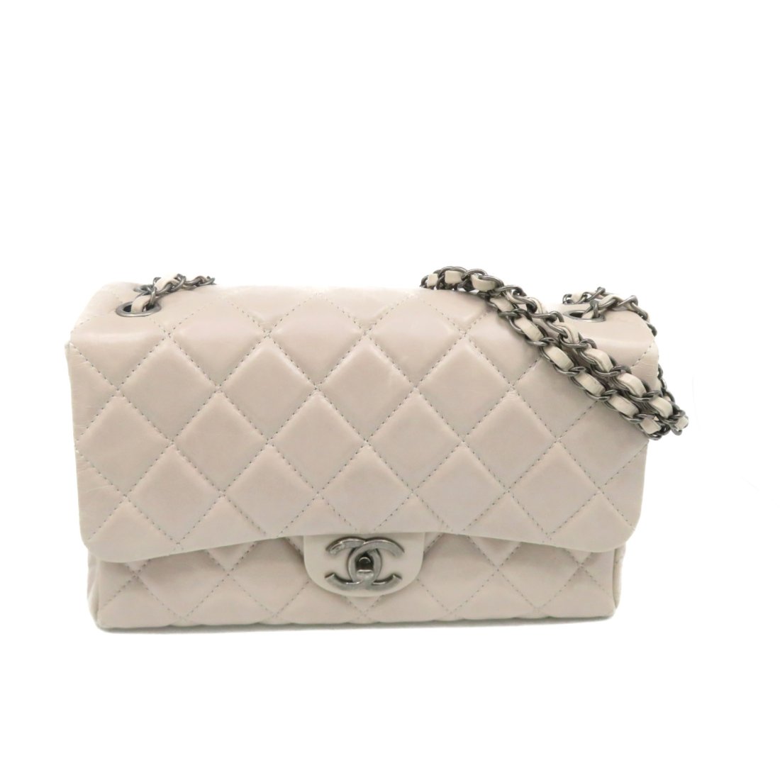Chanel Quilted CC SHW Chain Shoulder Bag Calfskin Leather Grey (1 of 9)