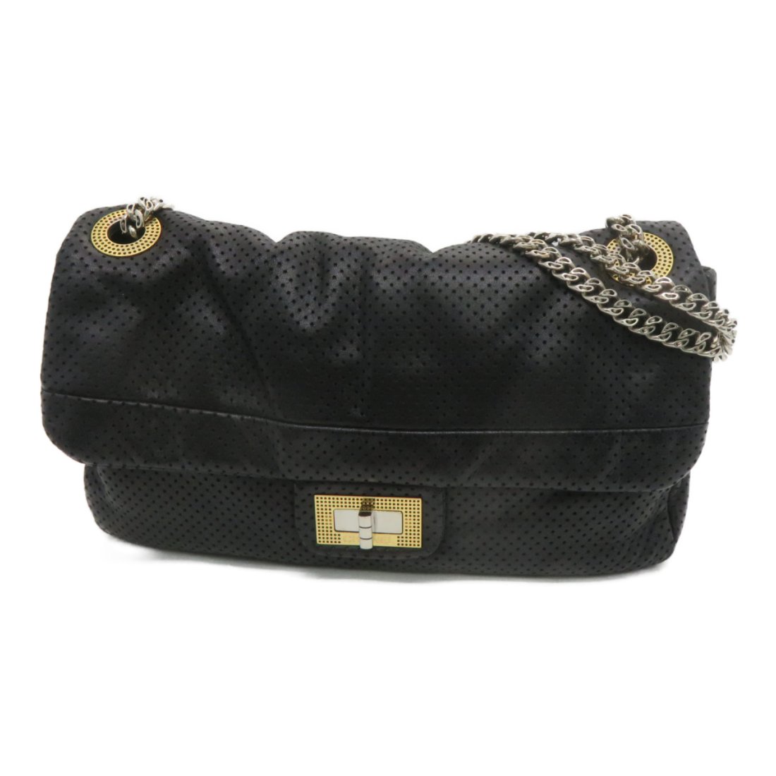 Chanel CC SHW 2.55 Chain Shoulder Bag Handbag Lambskin Leather Black (1 of 10)