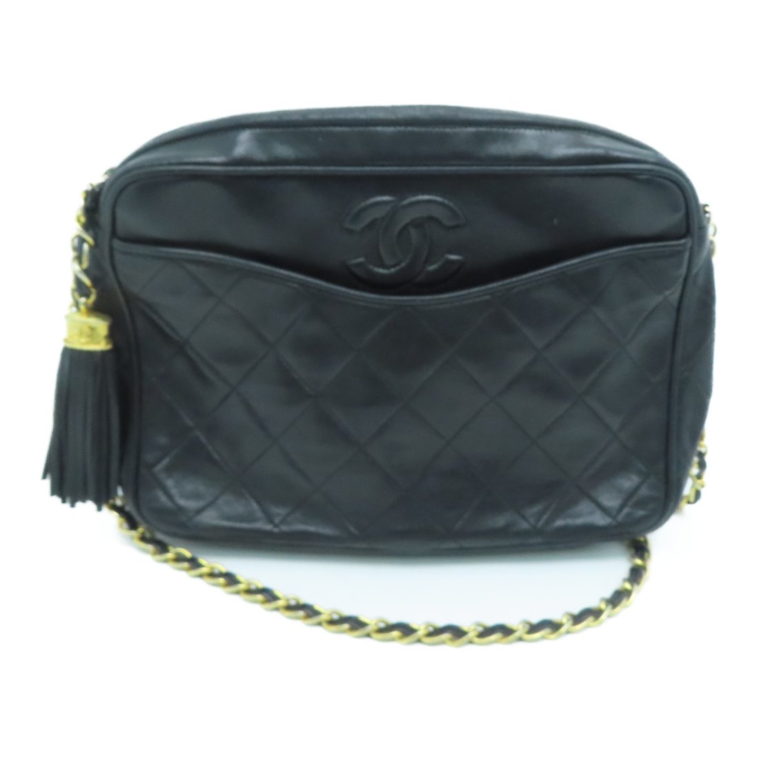 Chanel Quilted CC GHW Vintage Chain Shoulder Bag Lambskin Leather Black (1 of 9)