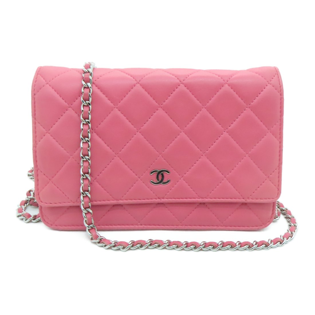 Chanel Quilted CC SHW WOC Wallet On Chain Shoulder Bag Lambskin Leather Pink (1 of 10)