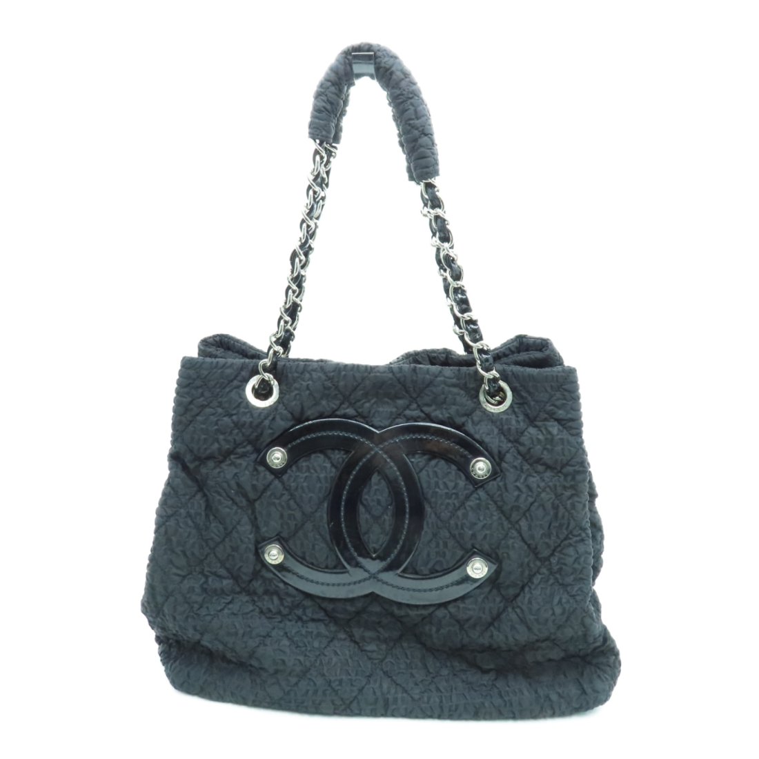 Chanel CC SHW Shoulder Bag Tote Bag Handbag Canvas Black (1 of 10)