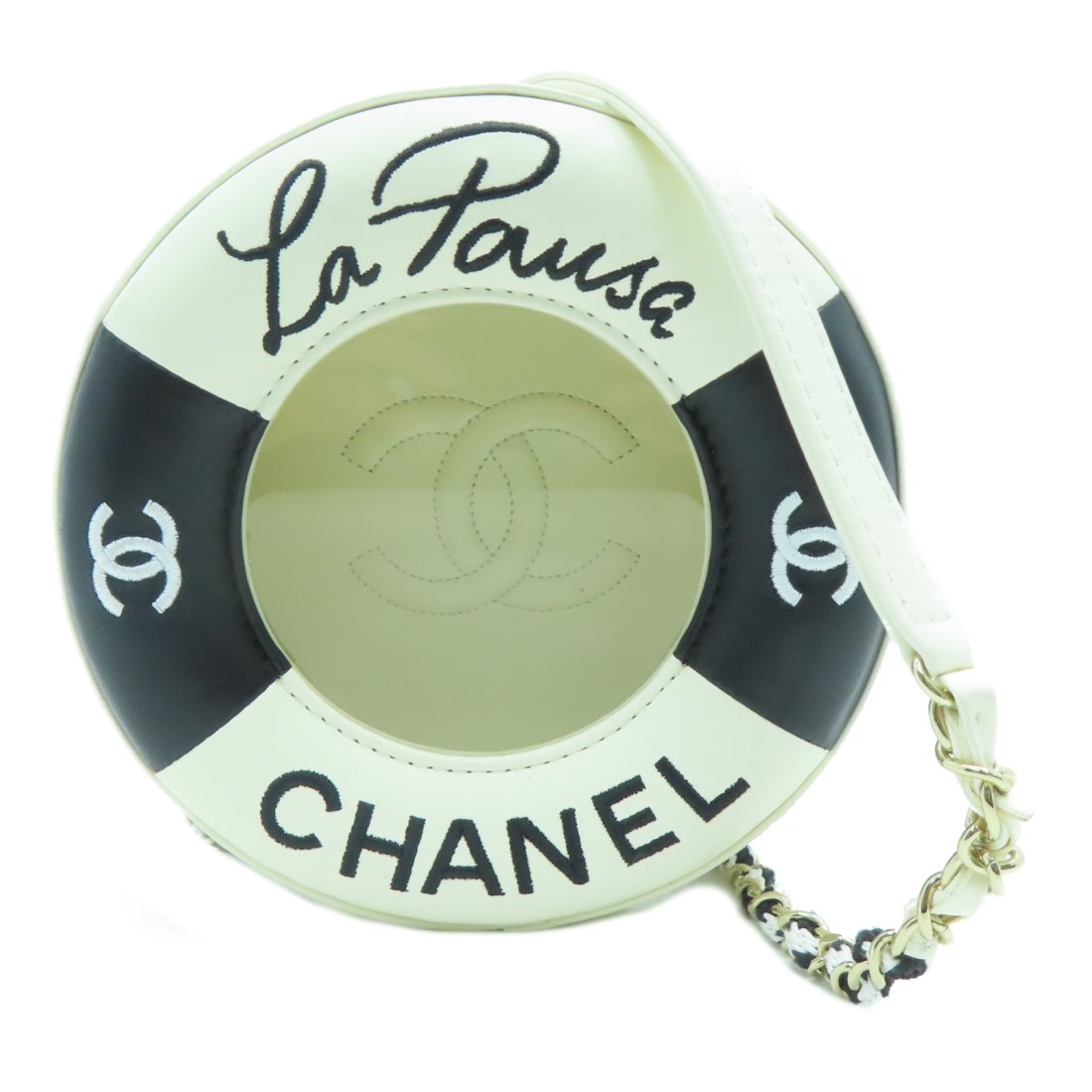 Chanel CC GHW Chain Shoulder Bag Lambskin Leather PVC White Black (1 of 9)