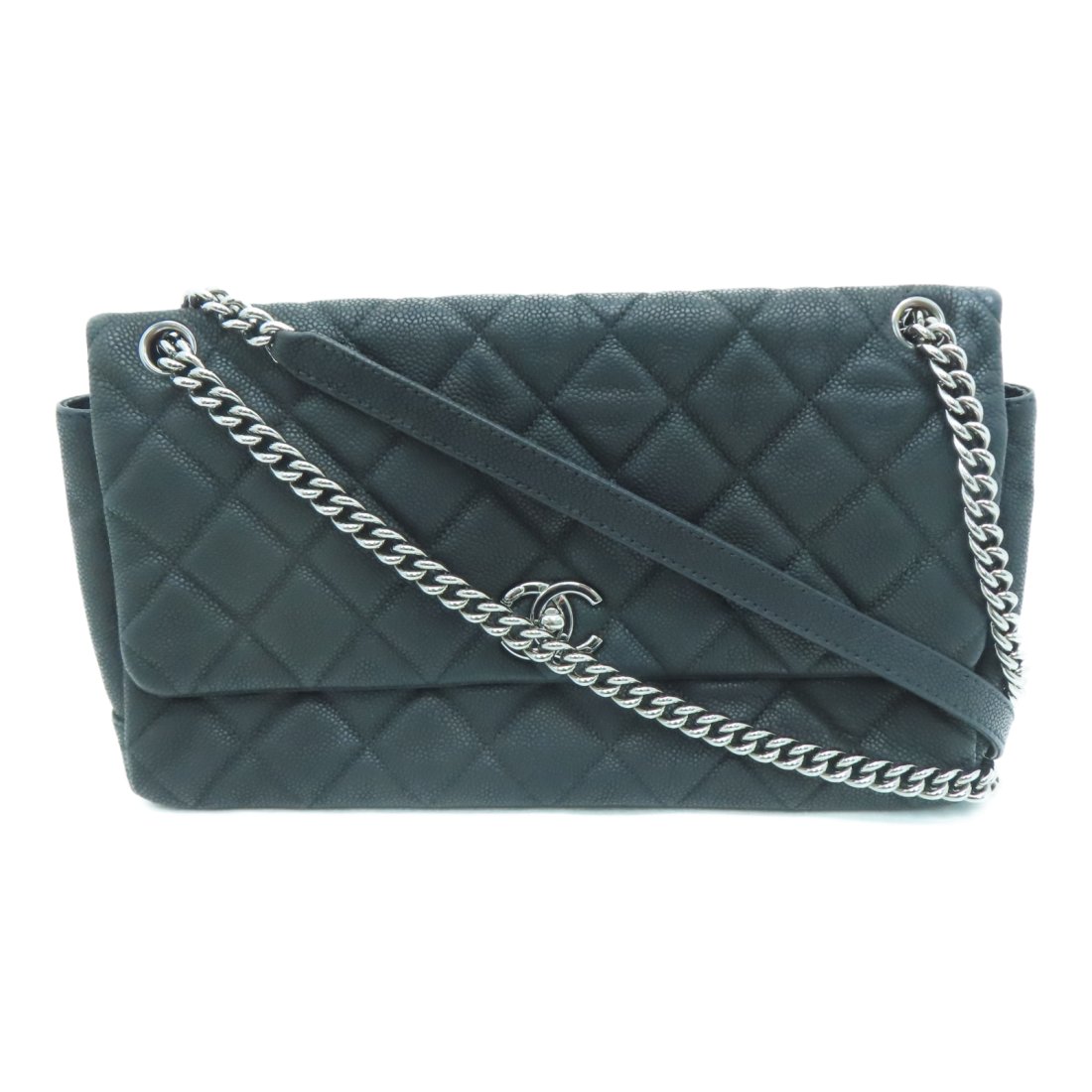 Chanel Quilted CC SHW Chain Shoulder Bag Calfskin Leather Black (1 of 9)