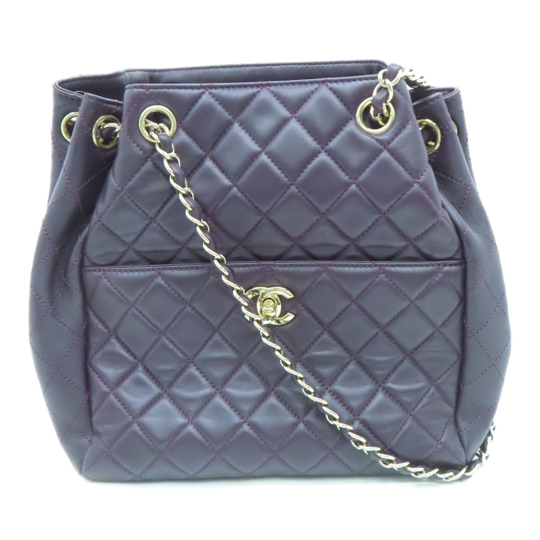 Chanel Quilted CC GHW Chain Shoulder Bag Lambskin Leather Purple (1 of 10)