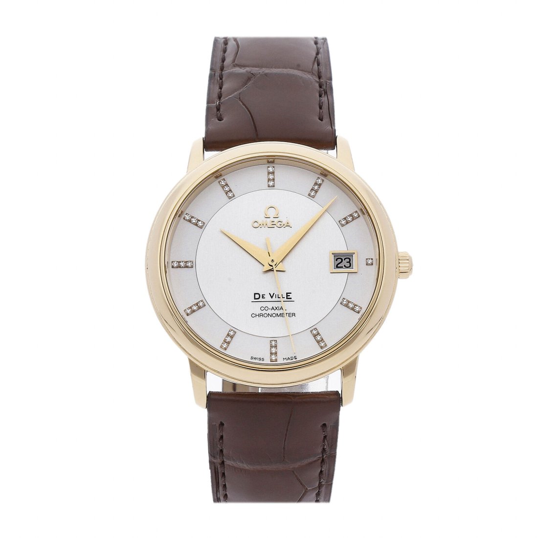 Omega De Ville Prestige Auto Yellow Gold Diamonds Ladies Strap Watch 4617.35.02 (1 of 5)