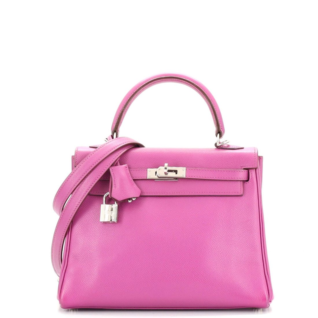 Hermes Kelly Handbag Cyclamen Epsom with Palladium Hardware 25 Purple (1 of 9)