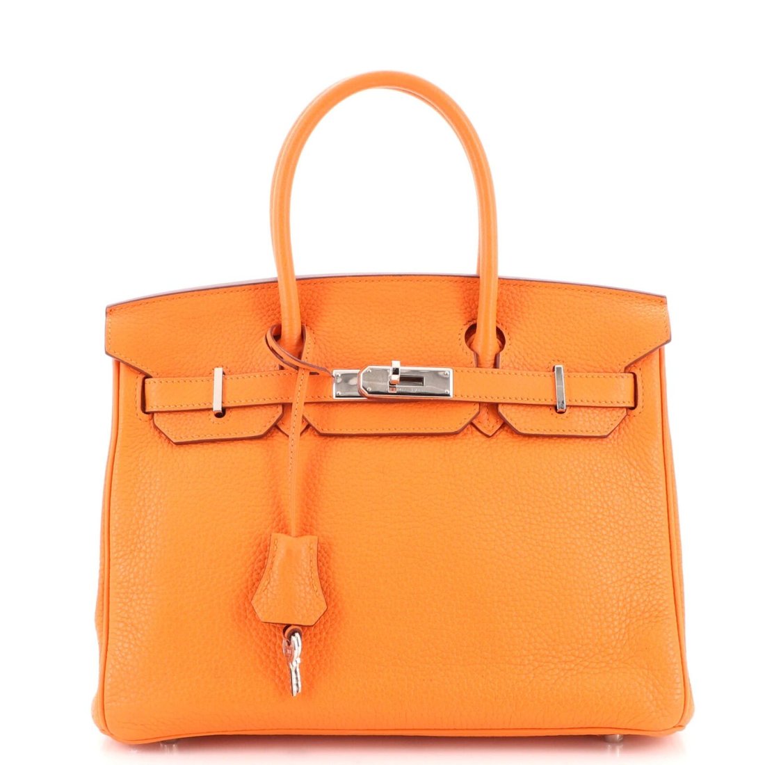 Hermes Birkin Handbag Orange H Clemence with Palladium Hardware 30 Orange (1 of 8)