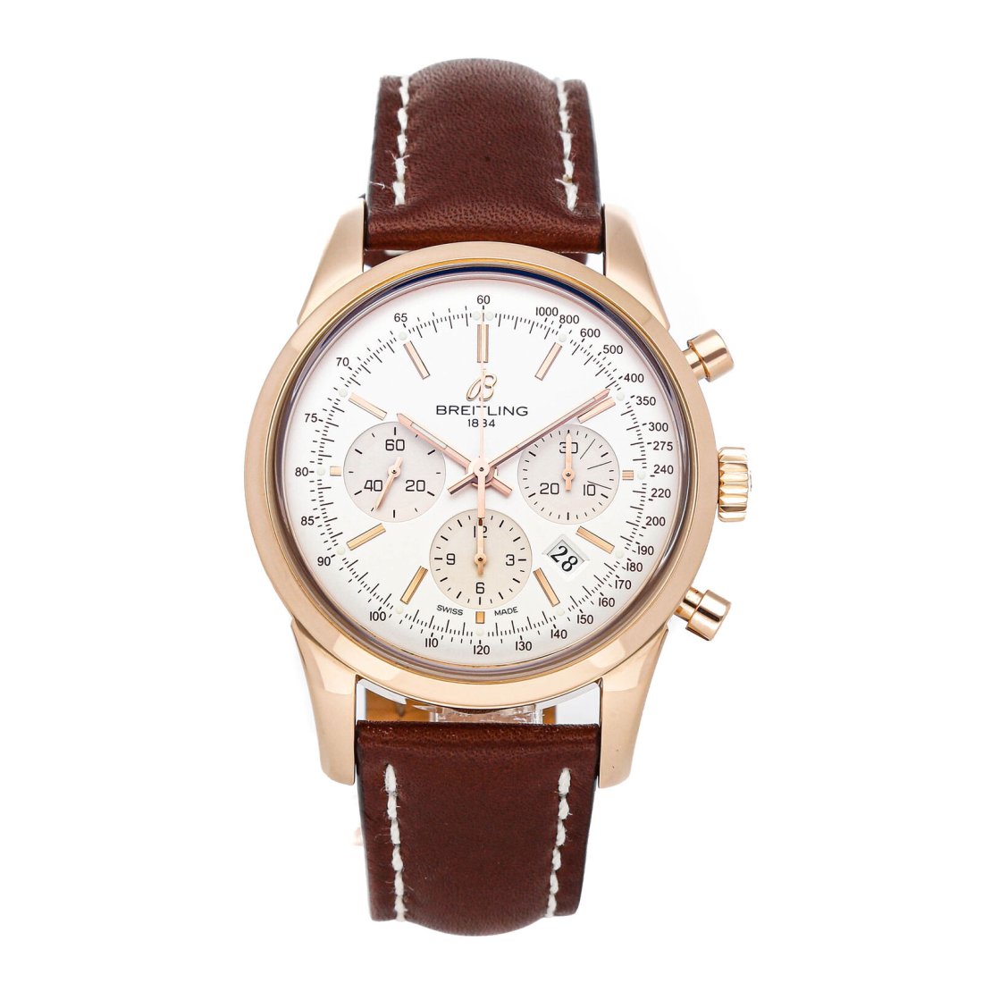Breitling Transocean Chrono Auto Rose Gold Mens Strap Watch Date RB015212/G738 (1 of 6)
