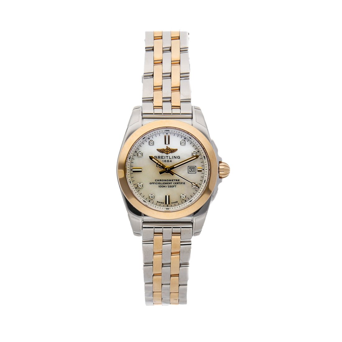Breitling Galactic Steel Gold Diamond MOP Ladies Quartz 29mm Watch C7234812/A792 (1 of 6)