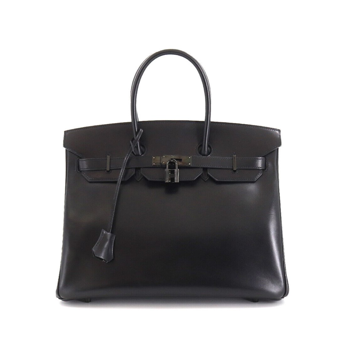 HERMES Birkin 35 Hand Bag Box calf So Black Purse (1 of 9)