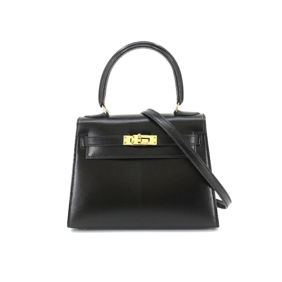 HERMES Mini Kelly 2way Hand Shoulder Bag Box calf Black Purse (1 of 11)