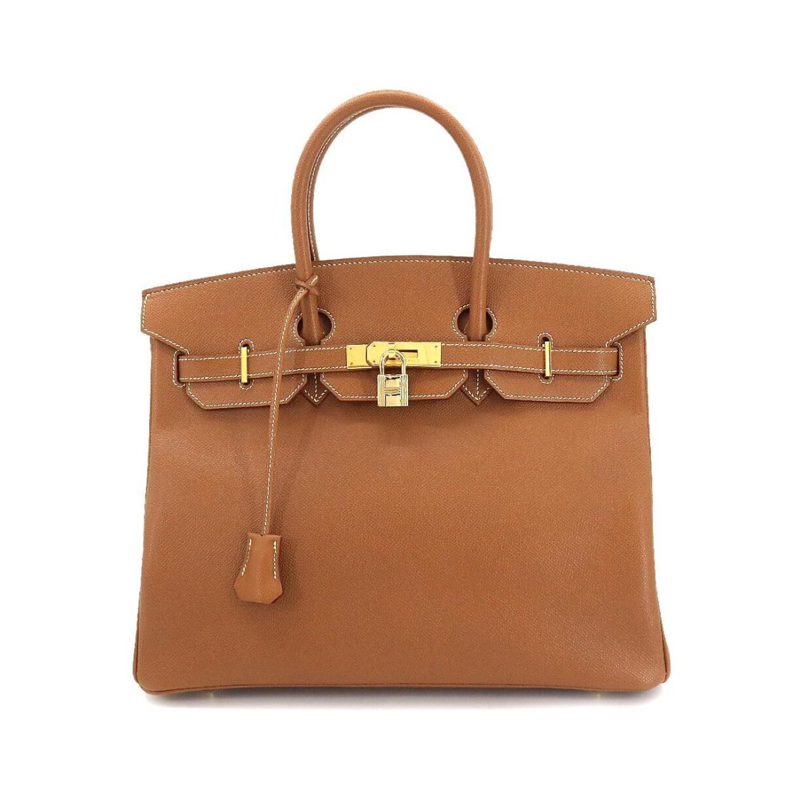 HERMES Birkin 35 Hand Bag Couchevel Gold Brown Purse (1 of 8)