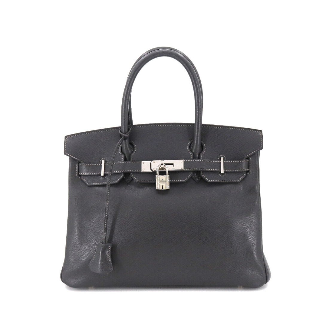 HERMES Birkin 30 Hand Bag Veau Graine Lisse Graphite Purse (1 of 8)