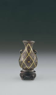 Silver and Gold Inlaid Bronze Bottle Period: Ming: Silver and Gold Inlaid Bronze Bottle Period: Ming Dynasty Size (cm): H7.3