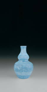 Bottle Gourd-shaped Pale Blue Enamel Small Bottle wi: Bottle Gourd-shaped Pale Blue Enamel Small Bottle with Famille-Rose Colored Design Period: Qing Dynasty Size (cm): H7.7