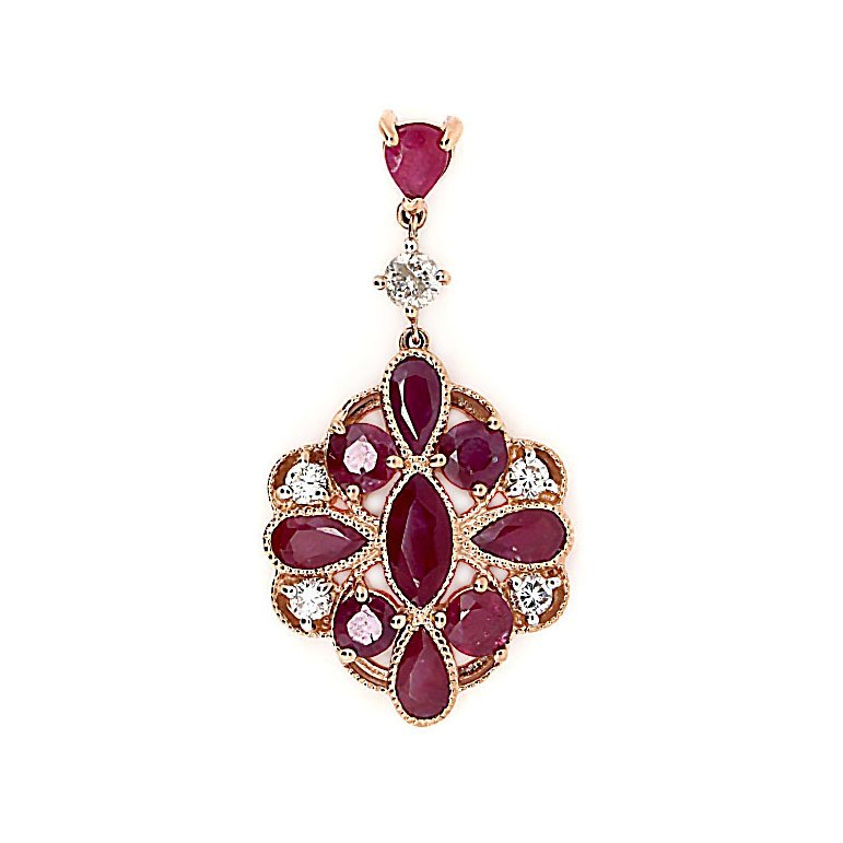 14CT Rose Gold Ruby And Diamond Pendant (1 of 4)