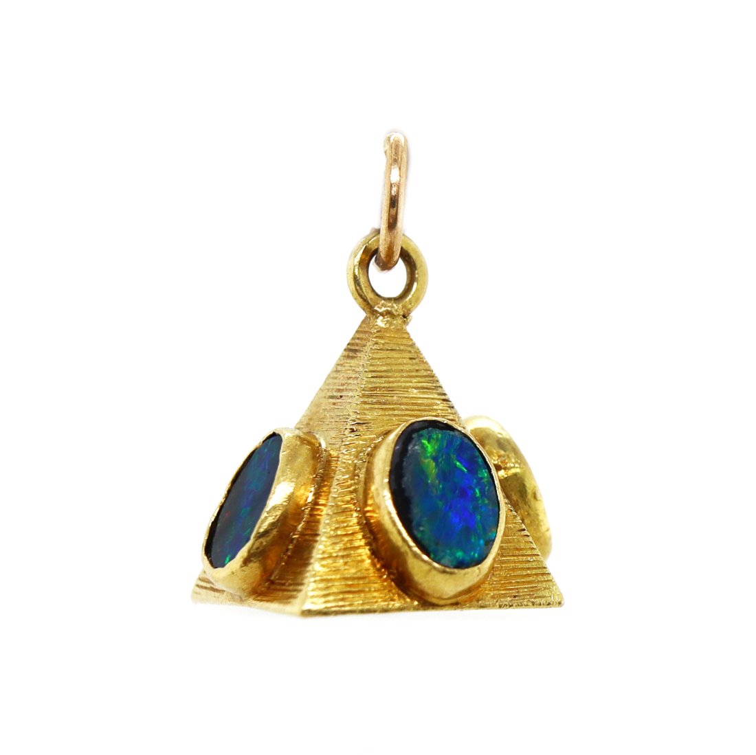 18CT Yellow Gold Australian Opal Pyramid Pendant (1 of 2)