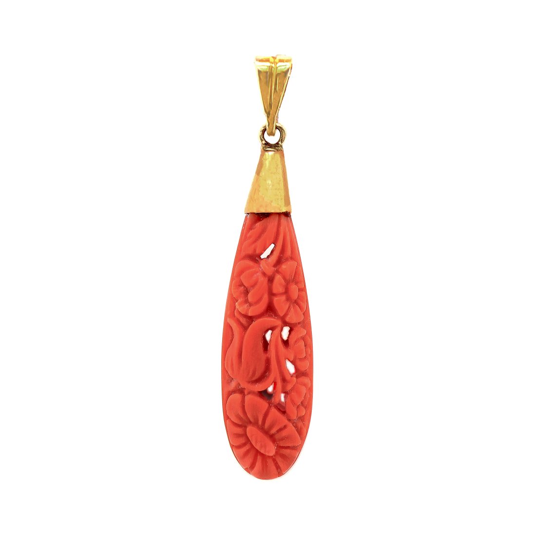 14CT Yellow Gold Coral Pendant (1 of 1)