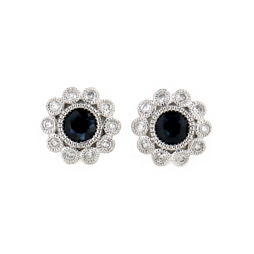 14CT White Gold Sapphire And Diamond Earrings (1 of 4)