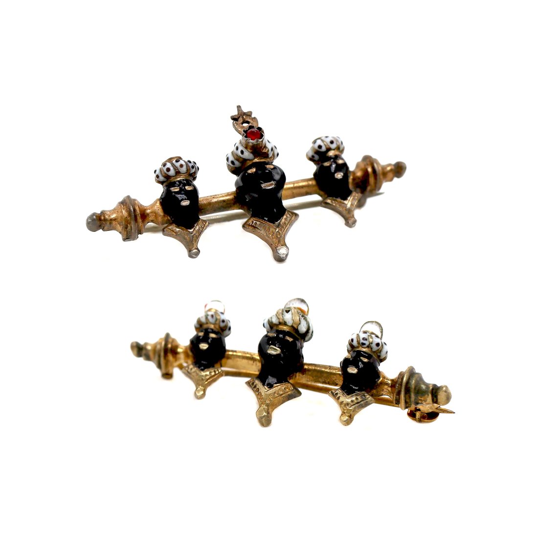 Blackamoor Sterling Silver And Gold-Plated Red Paste Enamel Brooch Set (1 of 1)