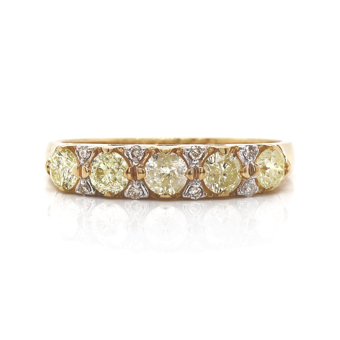 14CT Yellow Gold 0.58ct Fancy Yellow And White Diamond Ring (1 of 5)