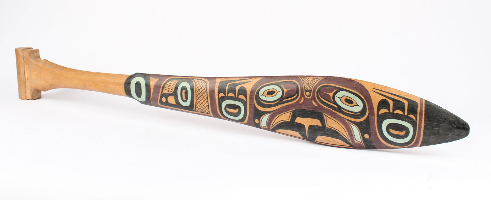 Northwest Coast Carved & Painted Cedar Paddle (1 of 3)