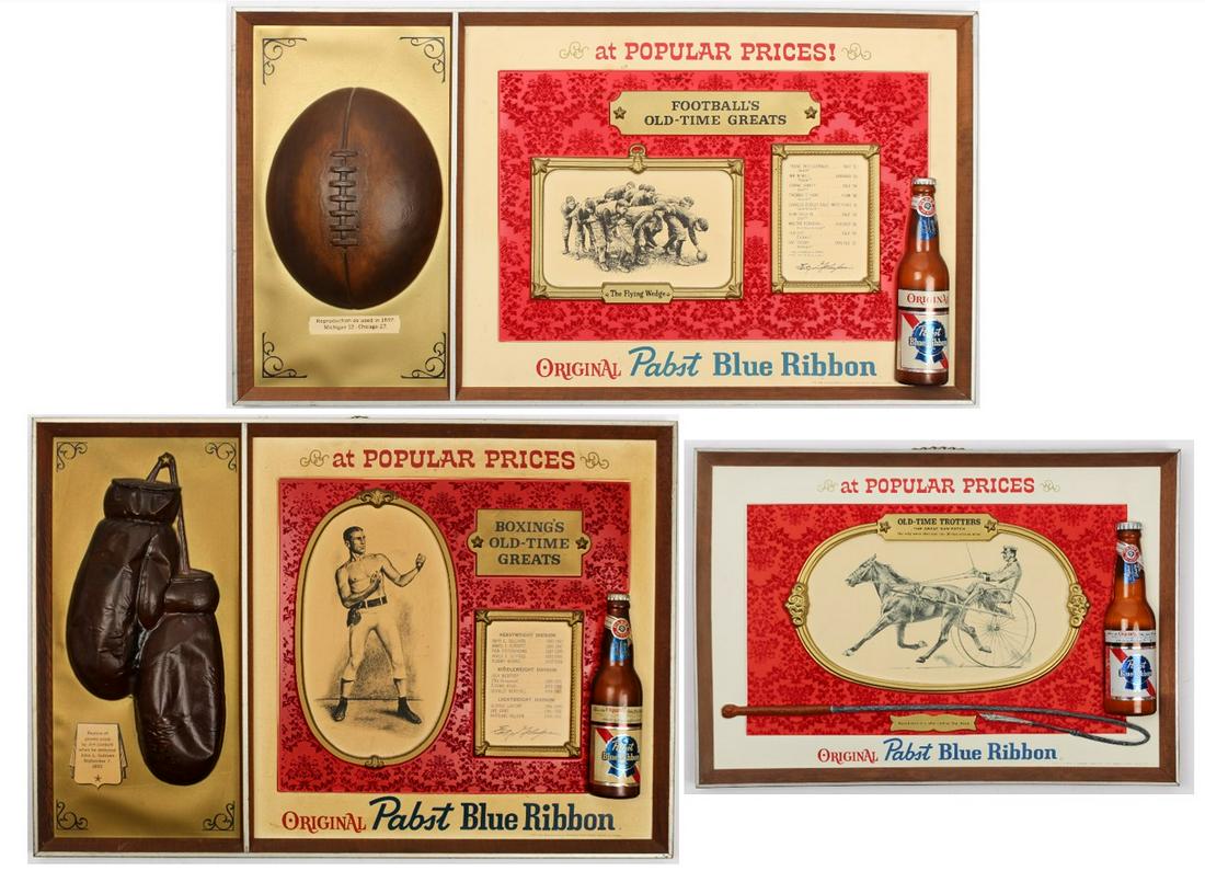 Three Pabst Blue Ribbon Sporting-Themed Beer Signs (1 of 5)