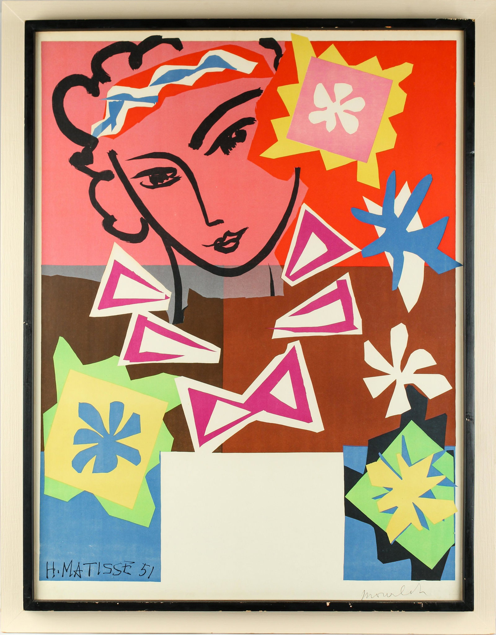 Henri Matisse, Madame De Pompadour, Lithograph: Title: Madame De Pompadour Subject: Portrait Type: Lithograph Materials: Paper Markings & Inscriptions: Signed in the plate Date: 1951 Maker: Henri Matisse (French, 1869-1954) Description: Printed by 
