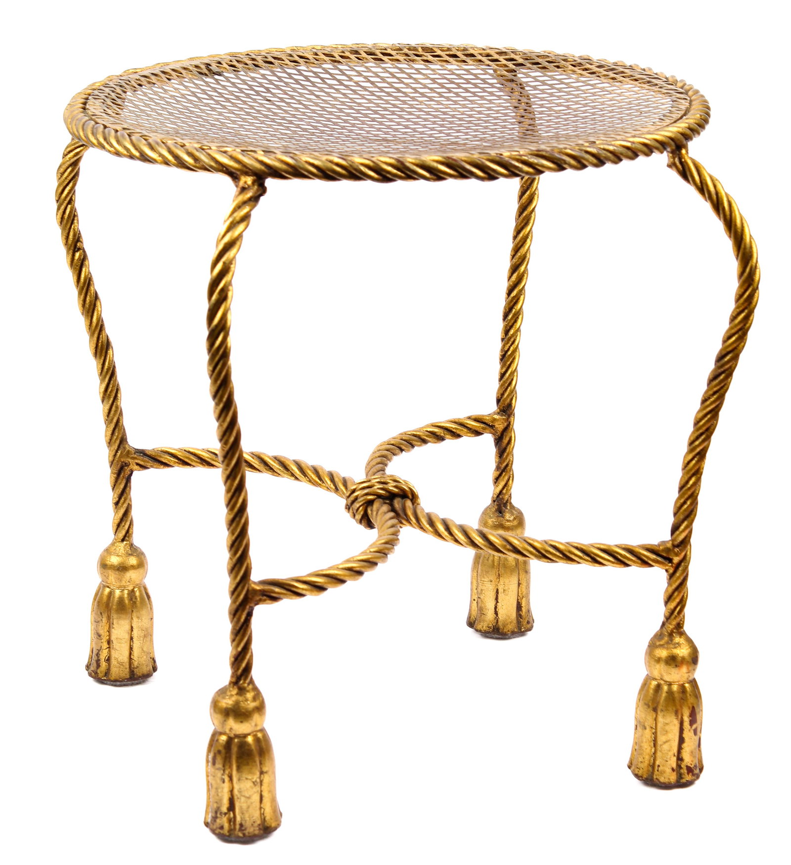 Italian Hollywood Regency Gilt Metal Rope Side Table (1 of 3)