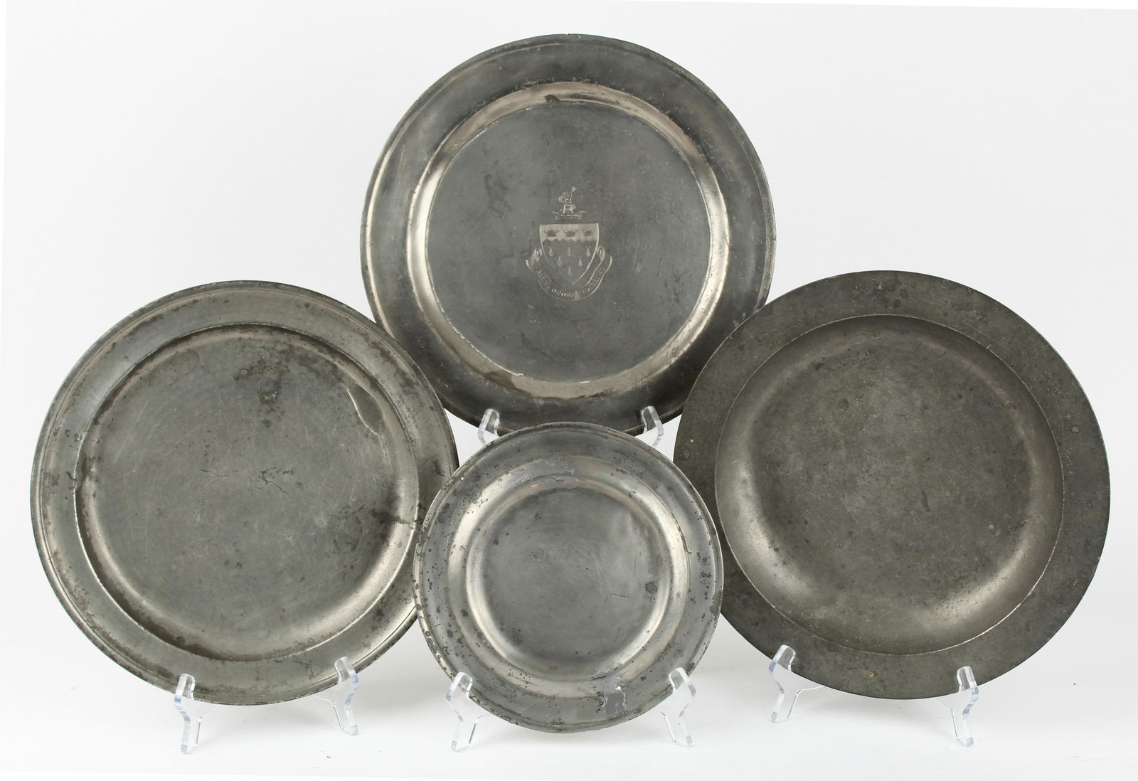 Three Early Pewter Chargers (1 of 7)