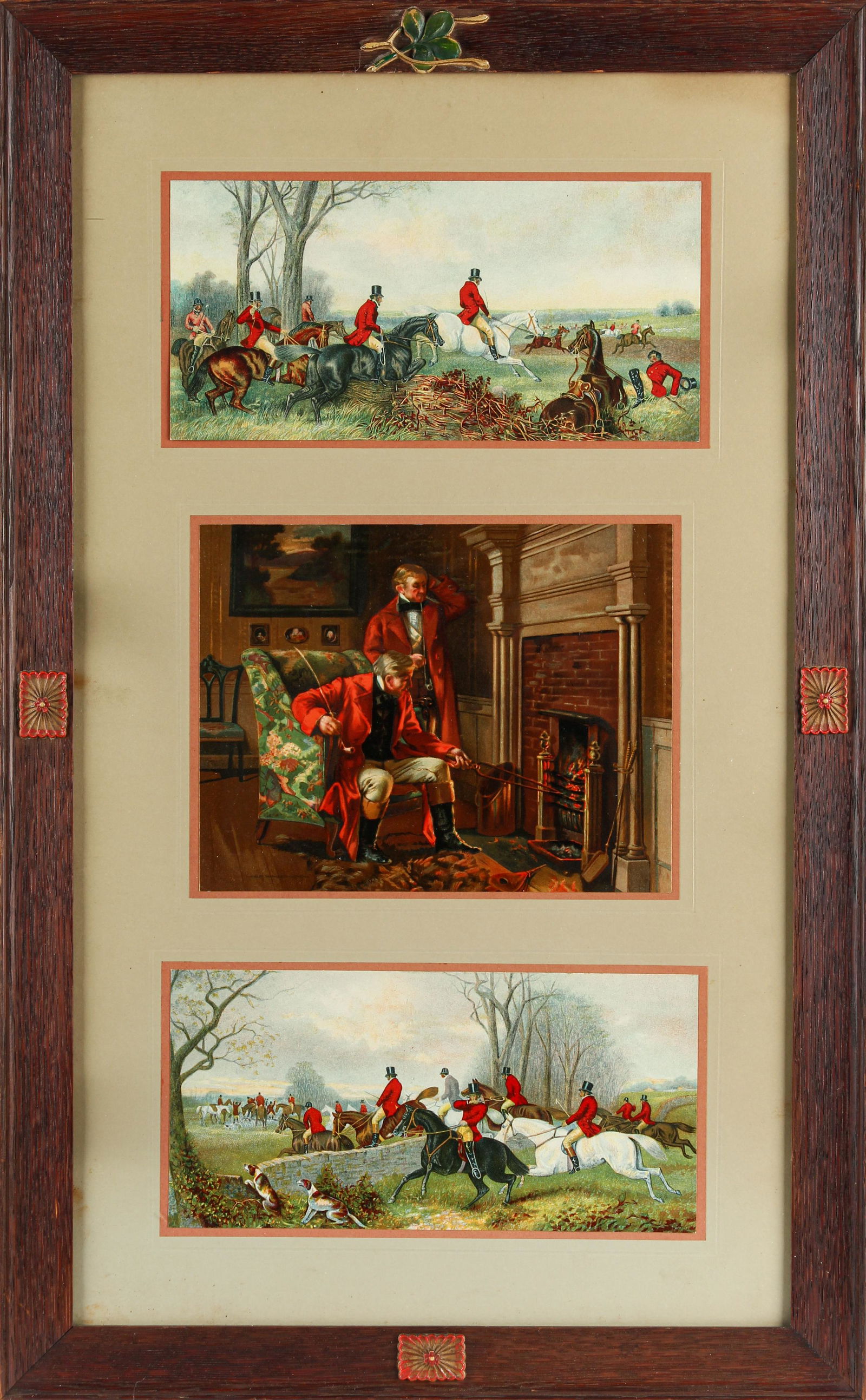 Taber Prang Arts & Crafts Hunt Scene Framed Chromolithographs (1 of 7)