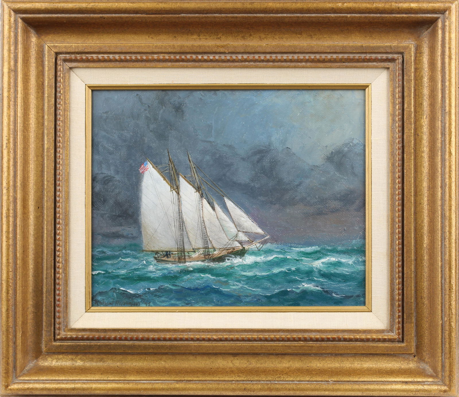 Richard Hasenfus (American, 1939-2019) Schooner at Sea (1 of 4)