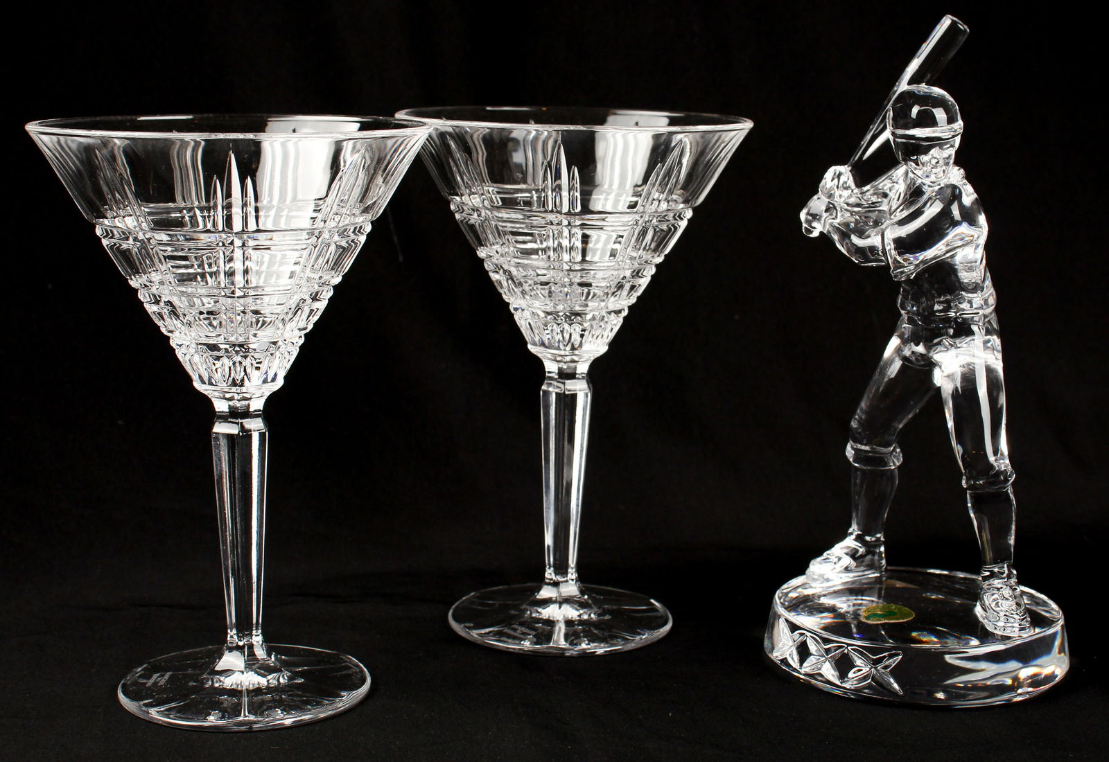 Waterford, Crosby Martini Glasses & Baseball Player Figure (1 of 3)