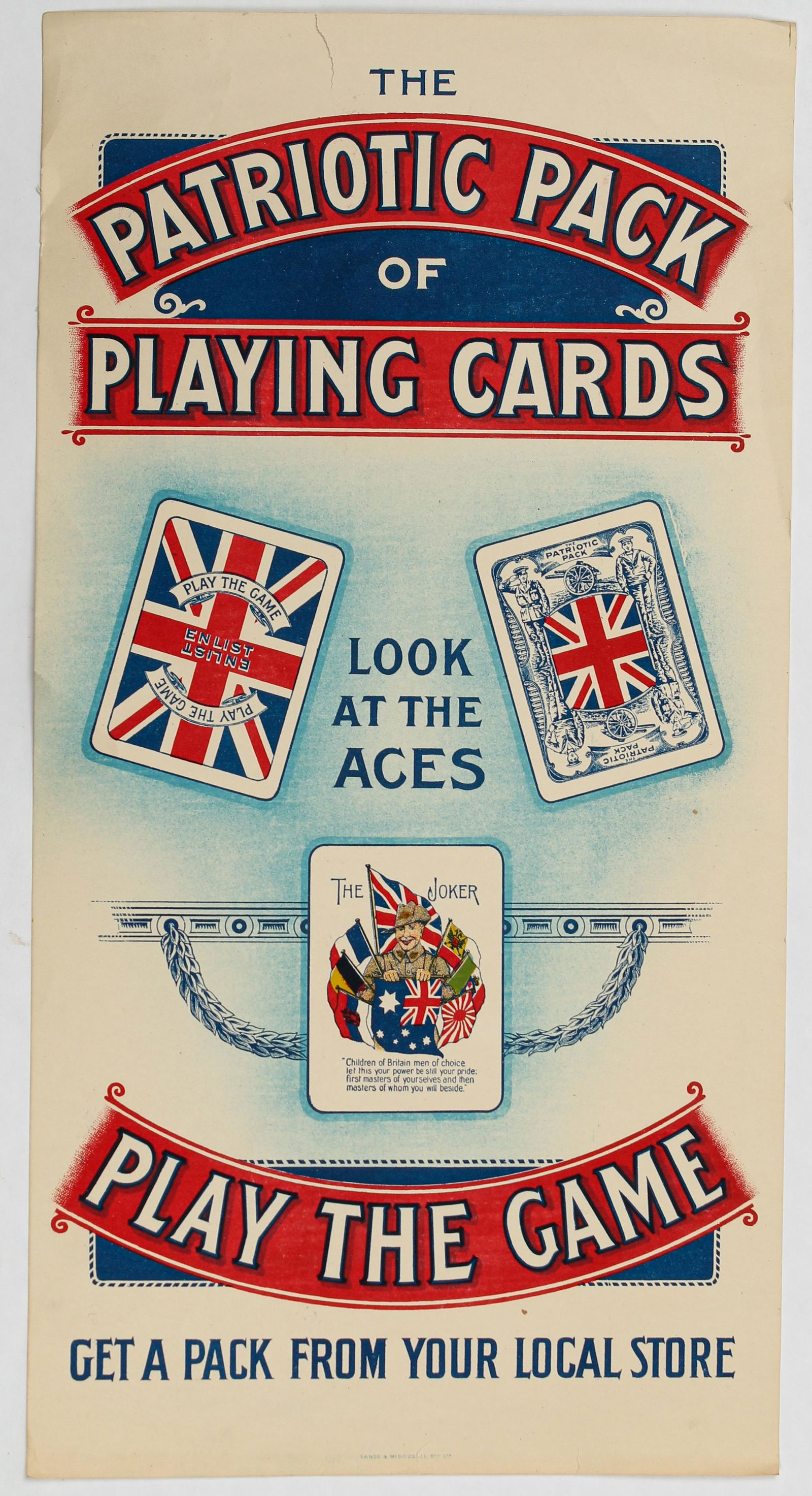 WWI Era Playing Card Poster, Patriotic Pack, British (1 of 3)