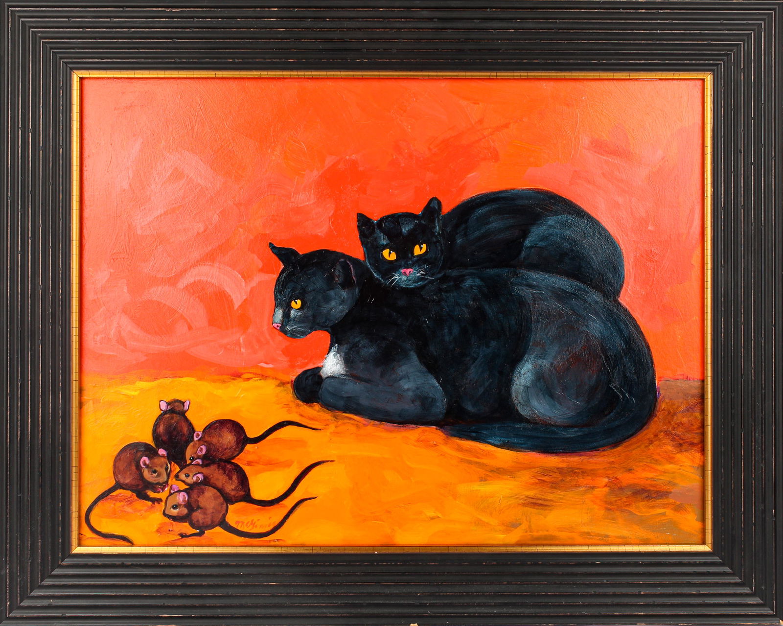 Christine McGinnis (American, 1937-2019) Black Cats (1 of 3)