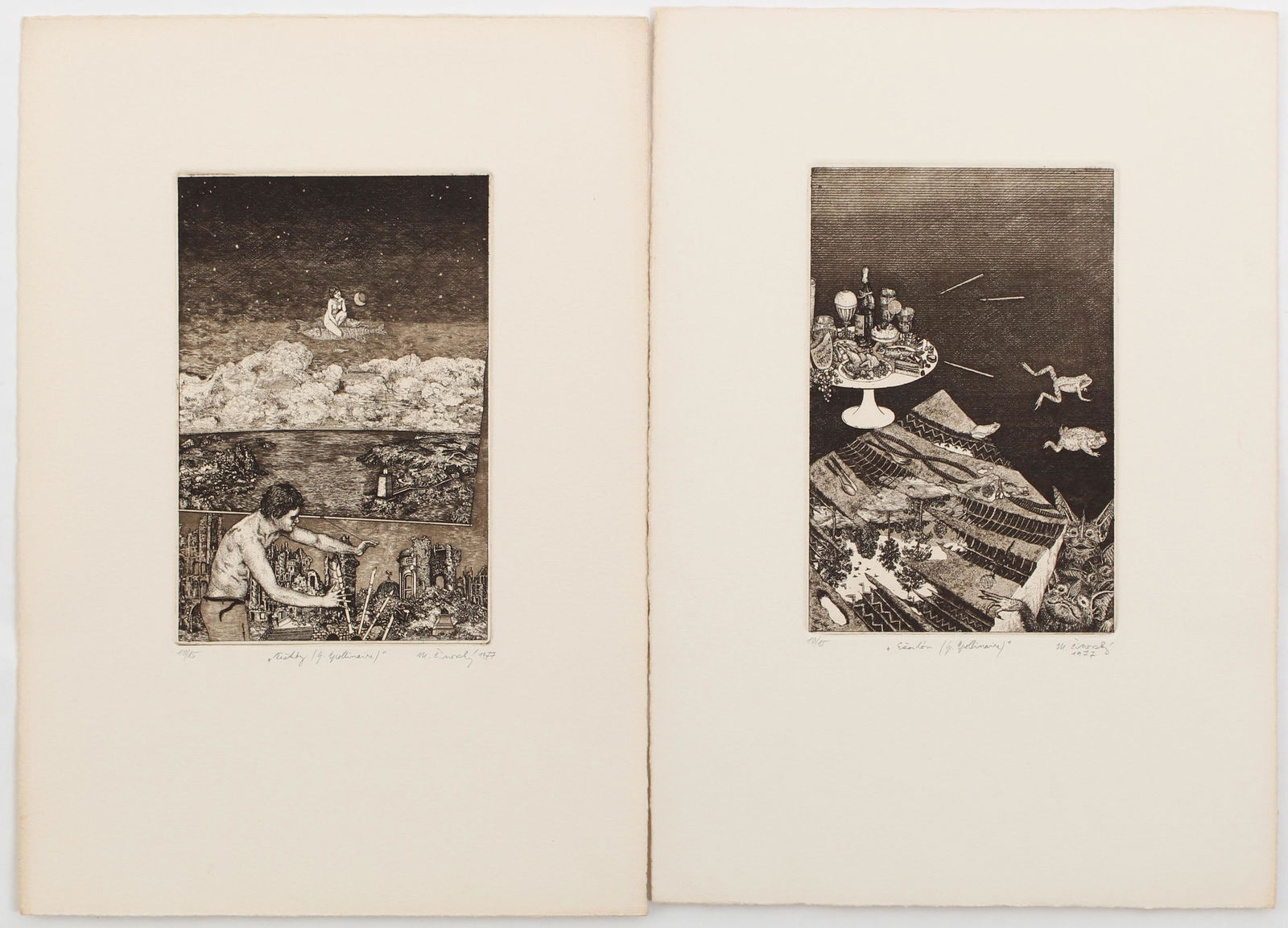 Martin Cinovsky (Slovakian, 20th C.) Two Etchings (1 of 3)