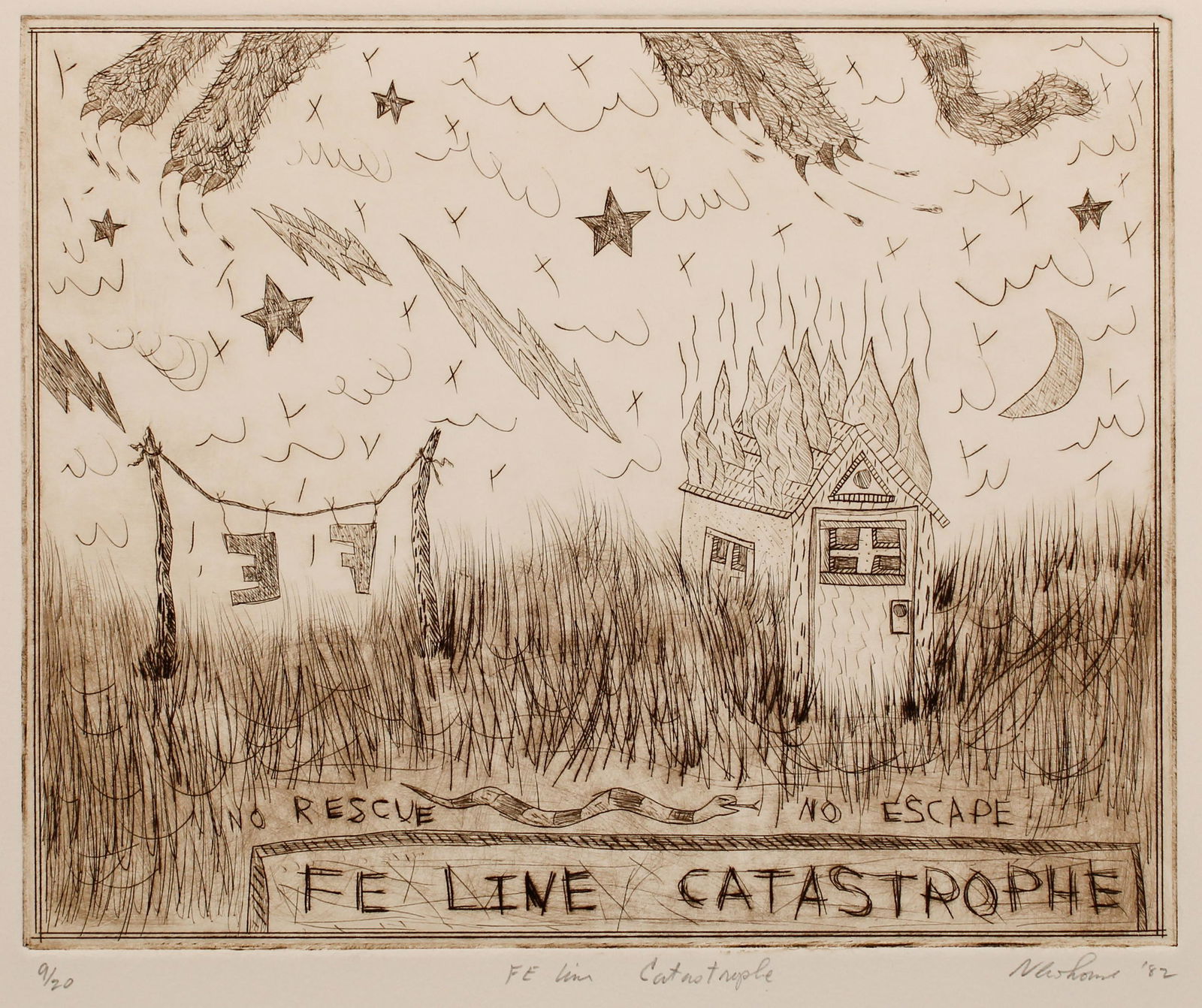 Keith Newhouse (American, 20th C.) 5 Etchings (1 of 5)