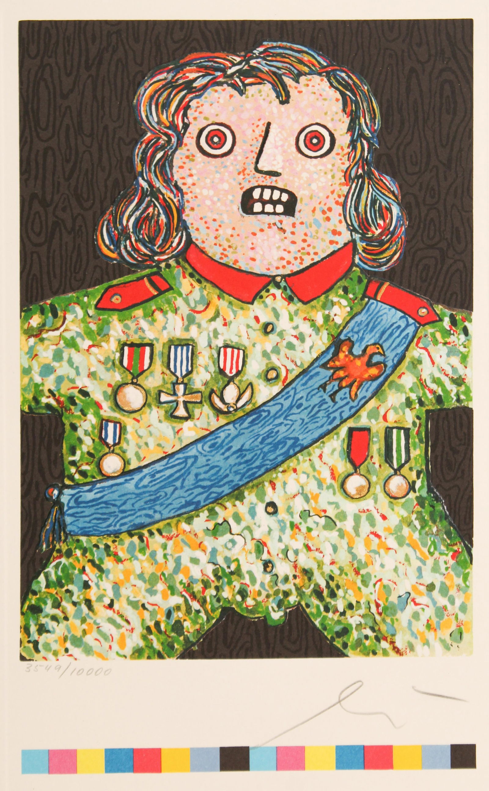 Enrico Baj (Italian, 1924-2003) Der Kleine General: Title: Der Kleine General Subject: Portrait Type: Lithograph with embossing Materials: Paper Markings & Inscriptions: Signed and numbered 3549/10000 Date: 1982 Maker: Enrico Baj (Italian, 1924-2003)