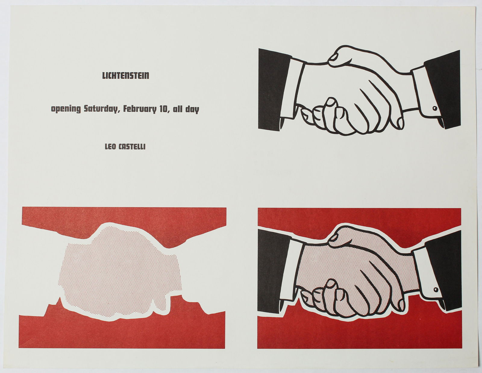 Roy Lichtenstein, Handshake, 1962 Leo Castelli Gallery Poster (1 of 4)